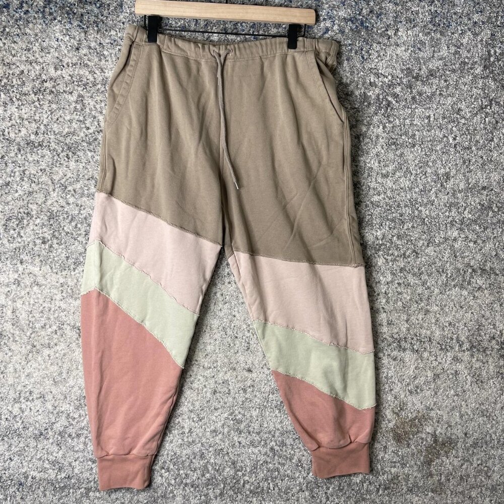 Free People Colorblock Track Joggers in Taupe, Blush & Sage
